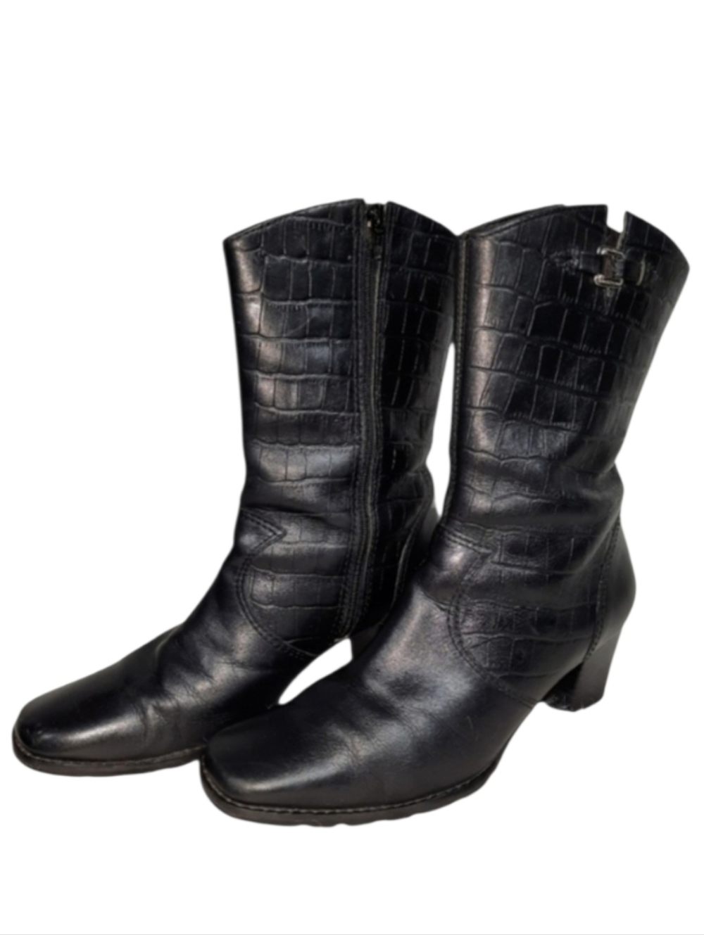 Coldwater Creek Black Croc Brazilian Leather Ana Boots SZ 6M